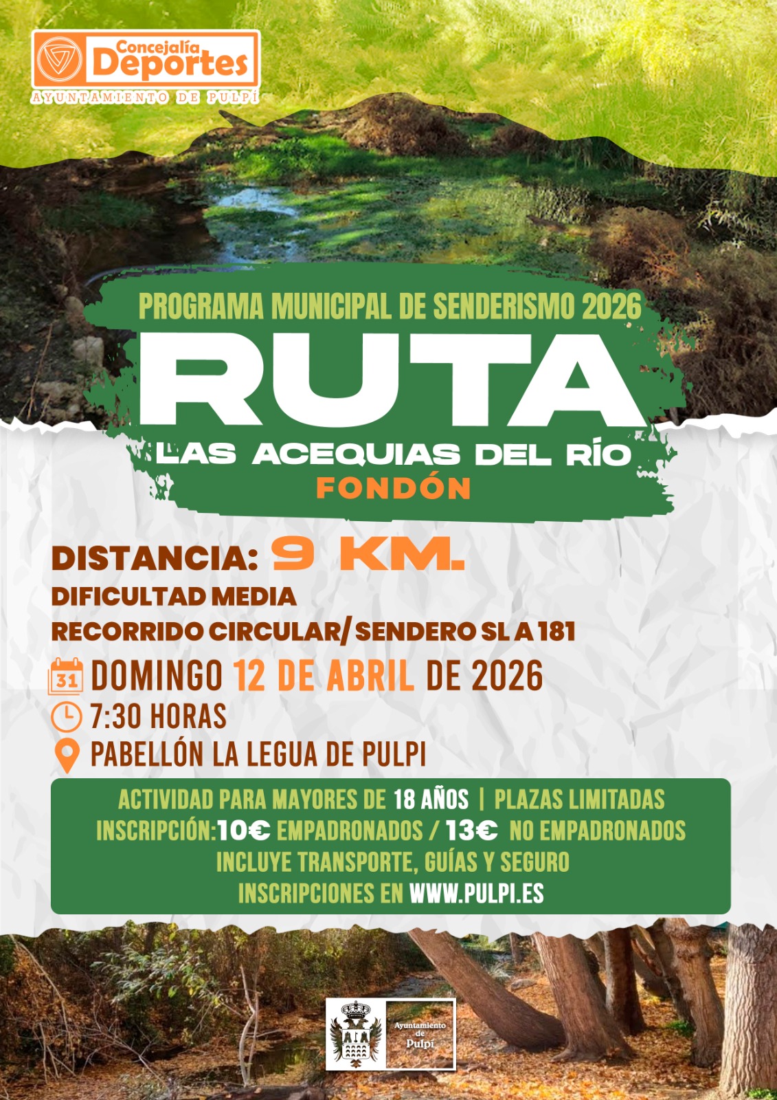RUTA DE SENDERISMO DOMINGO 12 ABRIL 2026 -PROGRAMA MUNICIPAL DE SENDERISMO PULPÍ-